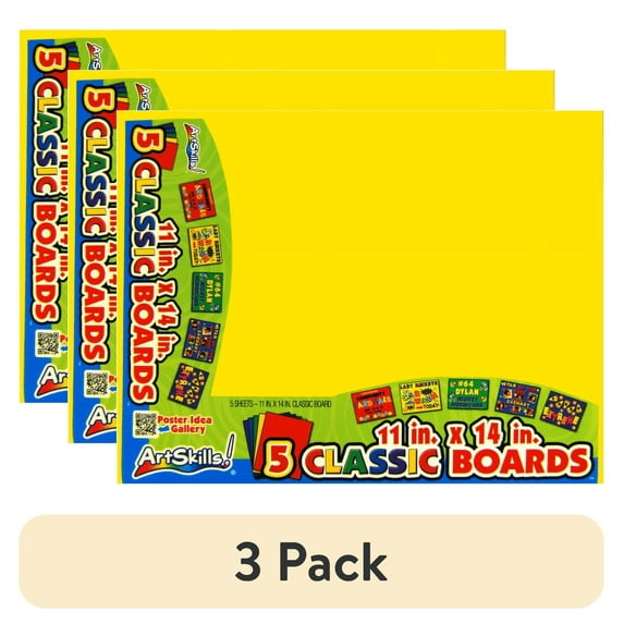 (3 pack) Artskills Classic Poster Board, 11 x 14, 5/Pack, Assorted Colors PA-1364