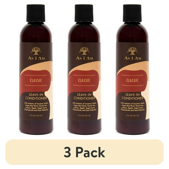 (3 pack) As I Am Classic Coconut Leave-In Conditioner 8 fl. oz., All Hair Type, Moisturizing, Unisex