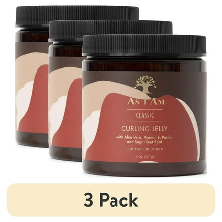 (3 pack) As I Am Coconut Curl Defining Jelly for Frizz Control and Moisture Support Soft Hold 8 oz with Aloe Vera, Vitamin E & Sugar Beet Root