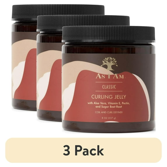 (3 pack) As I Am Coconut Curl Defining Jelly for Frizz Control and Moisture Support Soft Hold 8 oz with Aloe Vera, Vitamin E & Sugar Beet Root