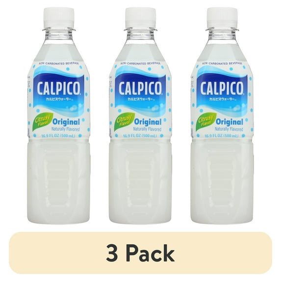 (3 pack) Asahi Beverage Company Calpico Original Flavor Non-Carbonated Soft Drink, 16.9 fl oz, 1 Count, Plastic Bottle, Sweet