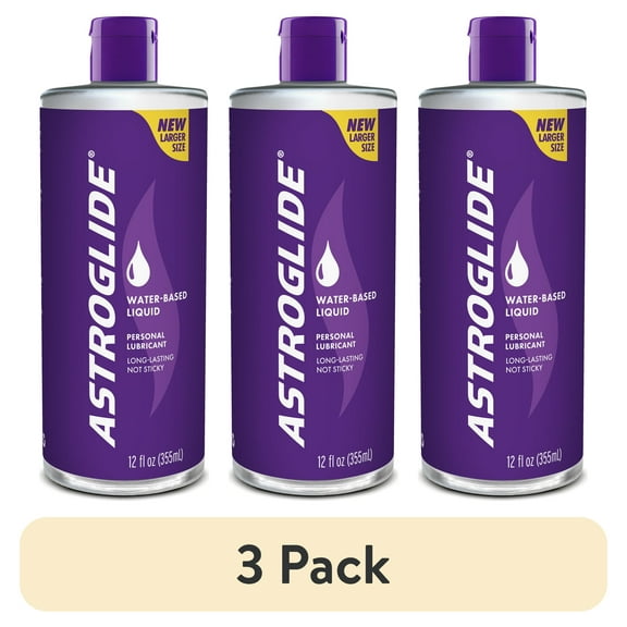 (3 pack) Astroglide Liquid, Water Based Personal Lubricant, Condom Compatible Lube, 12 fl oz
