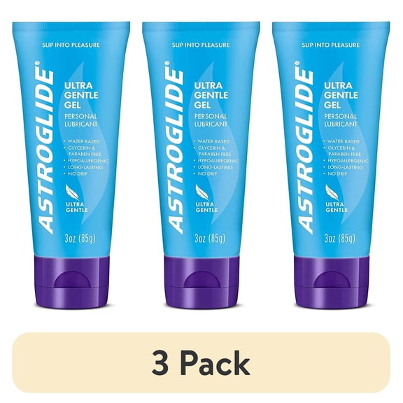 (3 pack) Astroglide Sensitive Skin Ultra Gentle Gel Lubricant Bottle, 3 oz/88 ml
