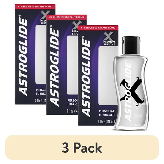(3 pack) Astroglide X, Premium Waterproof Silicone Personal Lubricant - 5 fl oz
