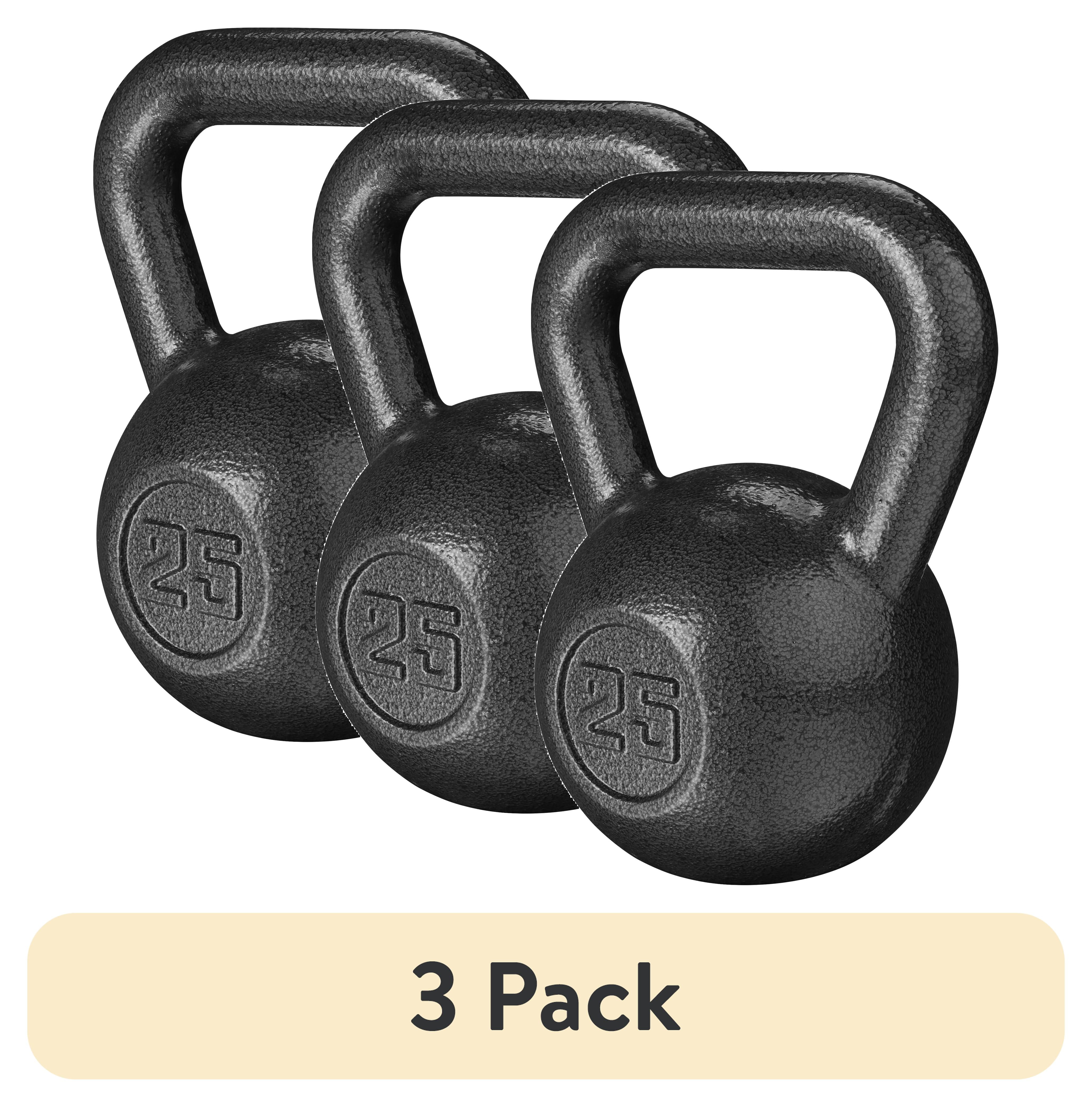 Athletic Works 25lb Kettlebell, Casting Iron, Durable Black Hammertone Finish, Black