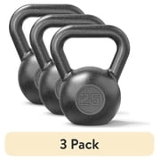 Athletic Works 25lb Kettlebell, Casting Iron, Durable Black Hammertone Finish, Black