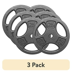 (3 pack) Athletic Works 50LB Cast Iron Standard Weight Plate Set, 2x25LB,1-inch Holes Fit Standard Sized Bar