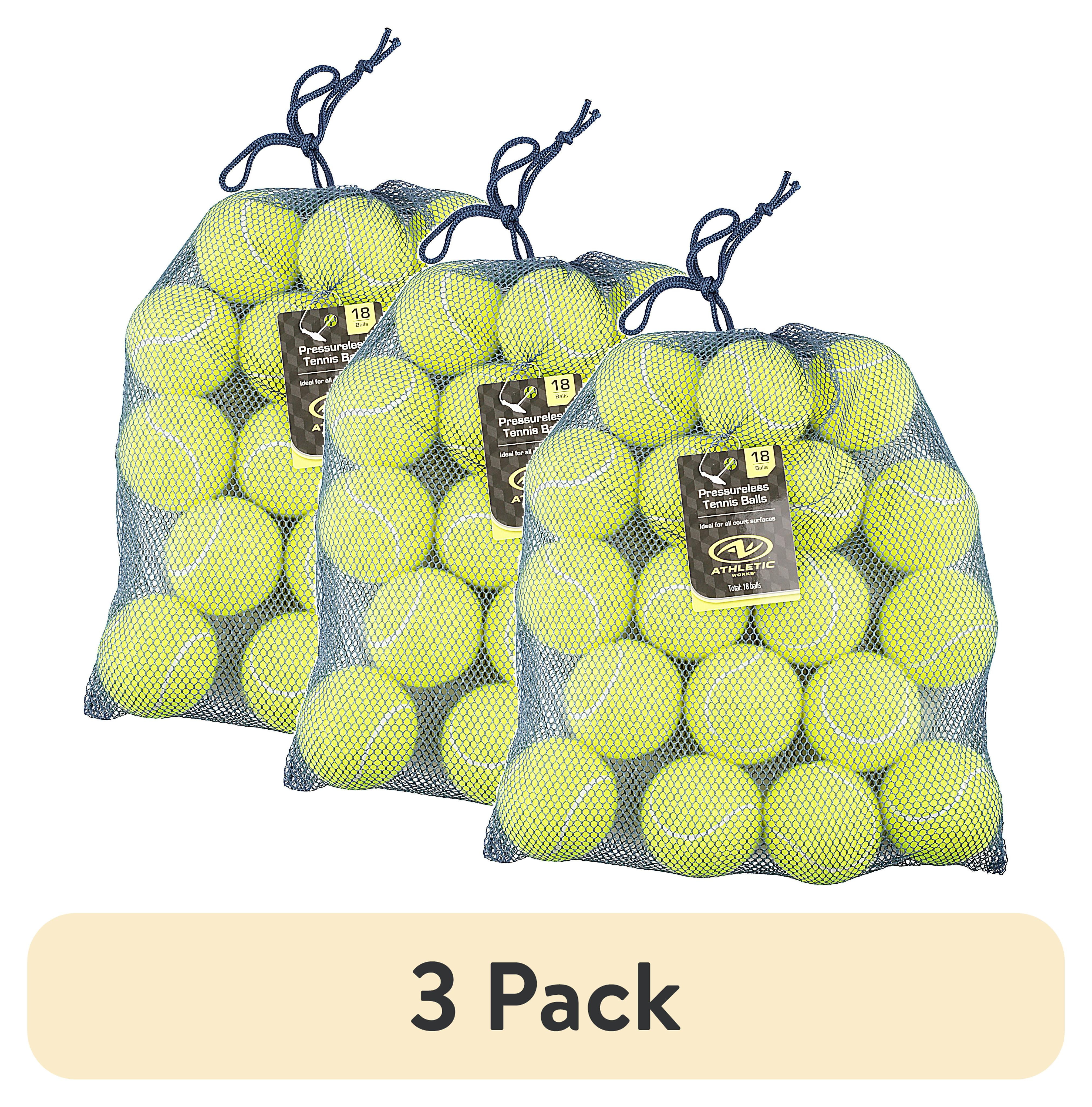 (3 pack) Athletic Works Pressureless Tennis Balls, 18-Pack, Training & Dog Play