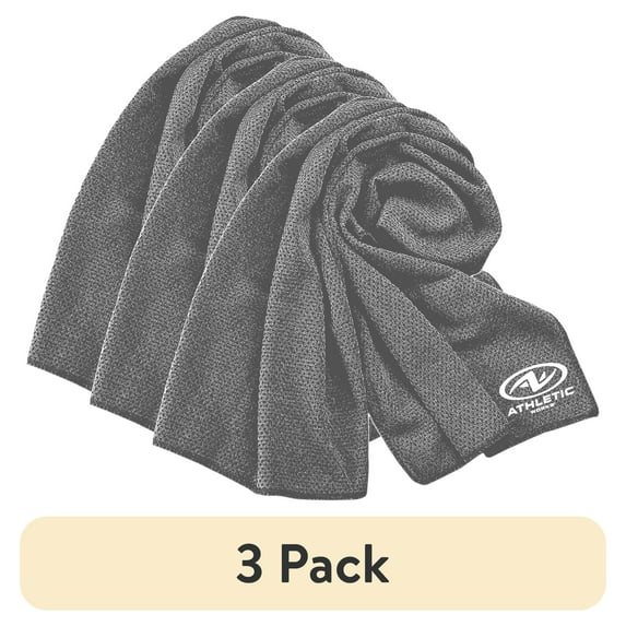 (3 pack) Athletic Works Yoga Soft Microfiber Towel, Charcoal Gray, Size 31.5" x 16"