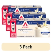 (3 pack) Atkins Creamy Vanilla Protein Shake, High Protein, Low Carb, Low Sugar, Keto Friendly, 12 Count (Value Pack)