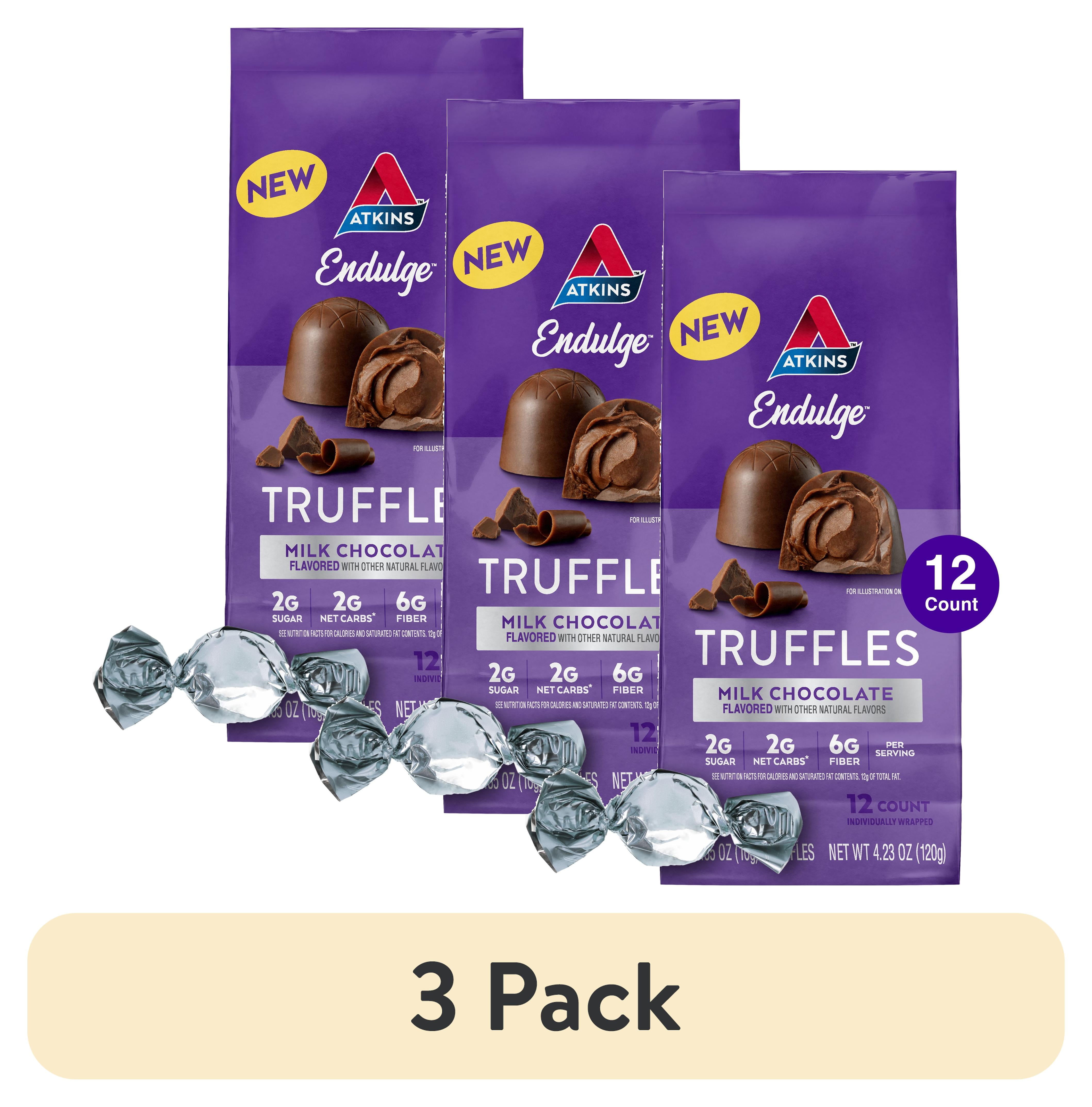 (3 pack) Atkins Endulge Milk Chocolate Truffles, Low Sugar, Low Carb, Keto-friendly, 12 Count