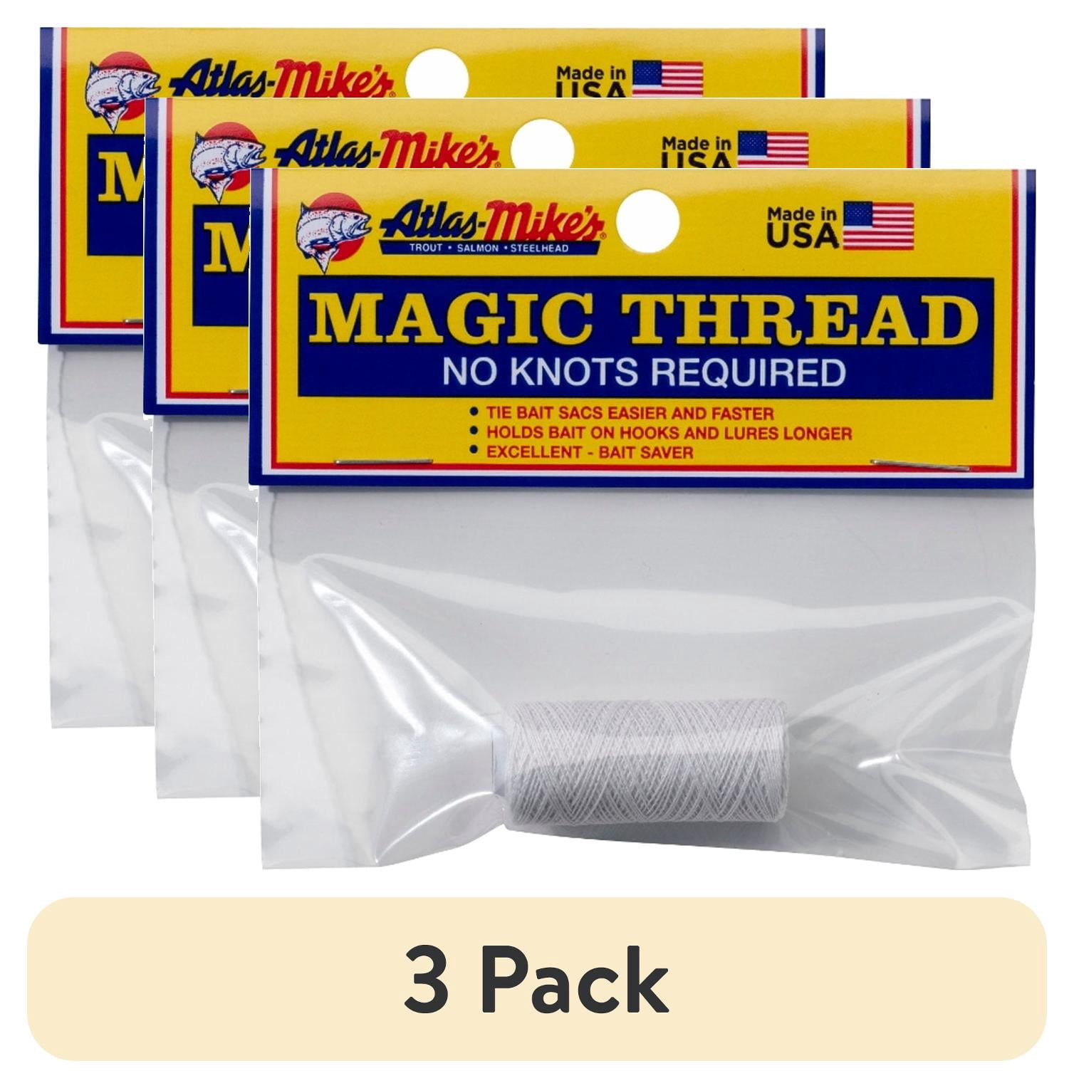 White Magic Thread (3 pack) Atlas Mike's Magic Thread for Securing Bait and Bait Sacs, 100 ...