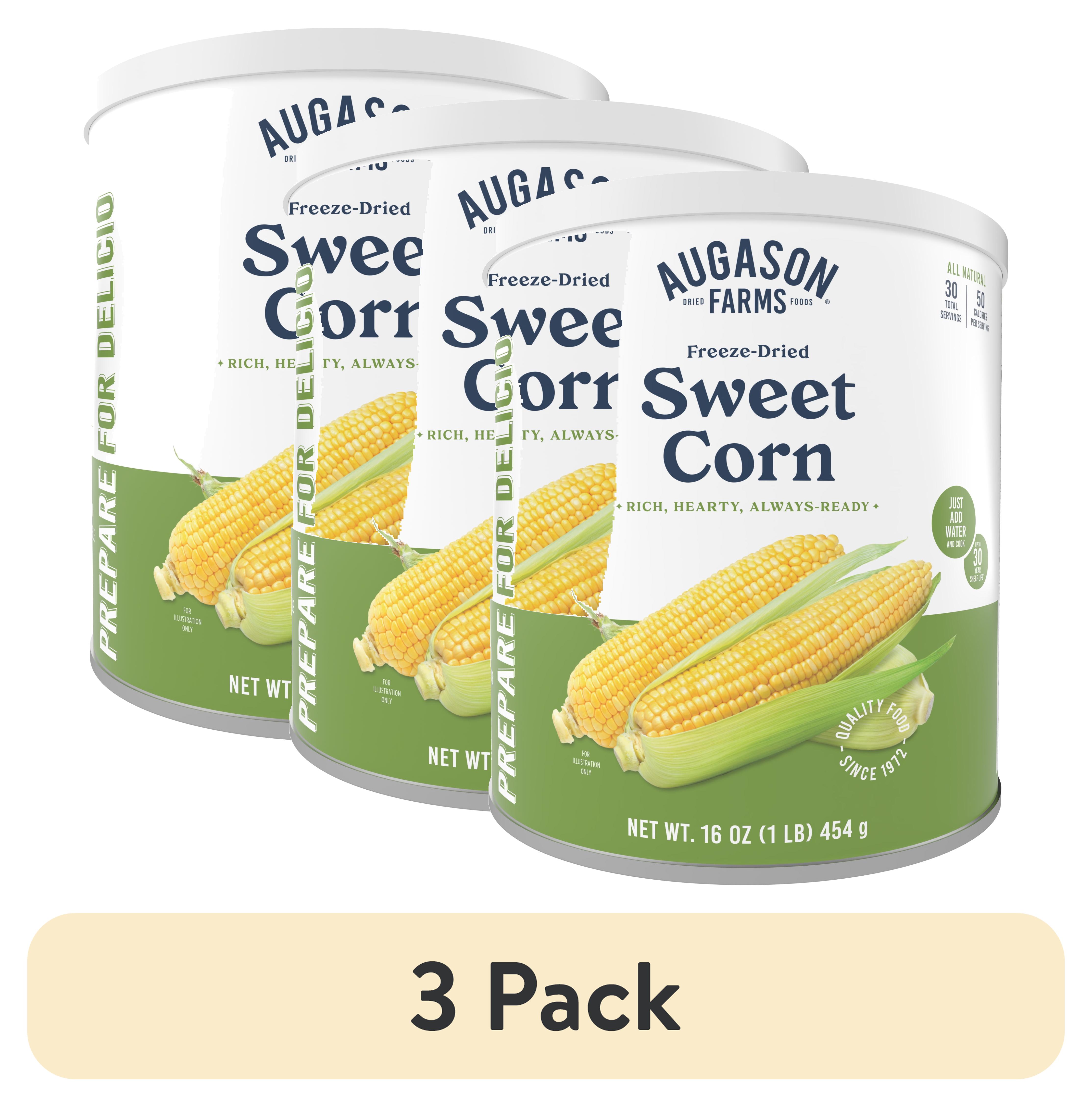 (3 pack) Augason Farms Freeze Dried Sweet Corn Can, Emergency Food Supply, Everyday Meals, 30 Servings