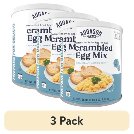 (3 pack) Pasteurized Dried Scrambled Egg Mix Emergency Food Supply, 57 Servings, 10 Year Shelf Life, 7g Protein per Serving - Dry Whole Egg Powder Blend, Ingredient for Baking and Cooking