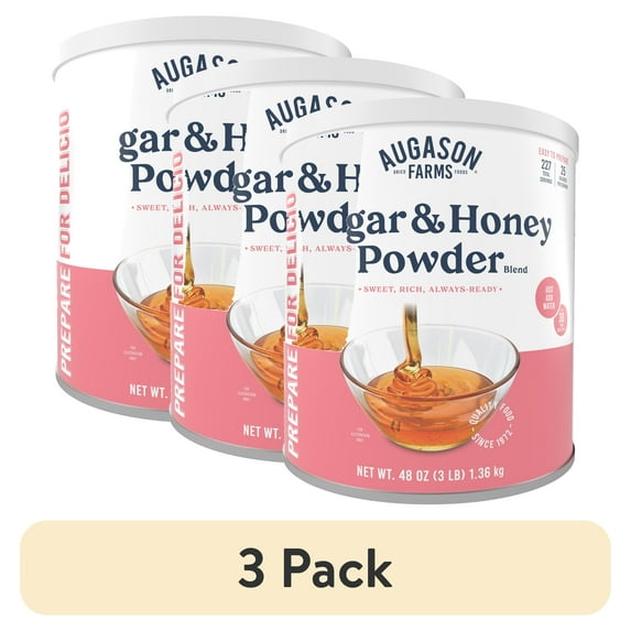 (3 pack) Augason Farms Sugar and Honey Powder Mix Can Emergency Food Supply, 227 Servings, 30 Year Shelf Life - Dry Honey and Sugar Powder Blend Sweetener for Baking and Cooking