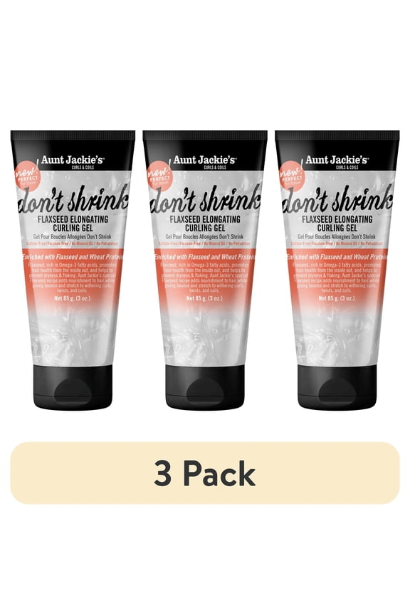 (3 pack) Aunt Jackie's Don’t Shrink Elongating Curling Nourishing & Moisturizing Hair Styling Gel , 3 oz, Travel Size, Unisex