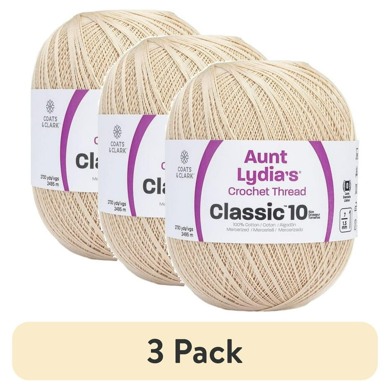 3 pack) Aunt Lydia's® Classic™ Natural Crochet Thread, 2730 Yards