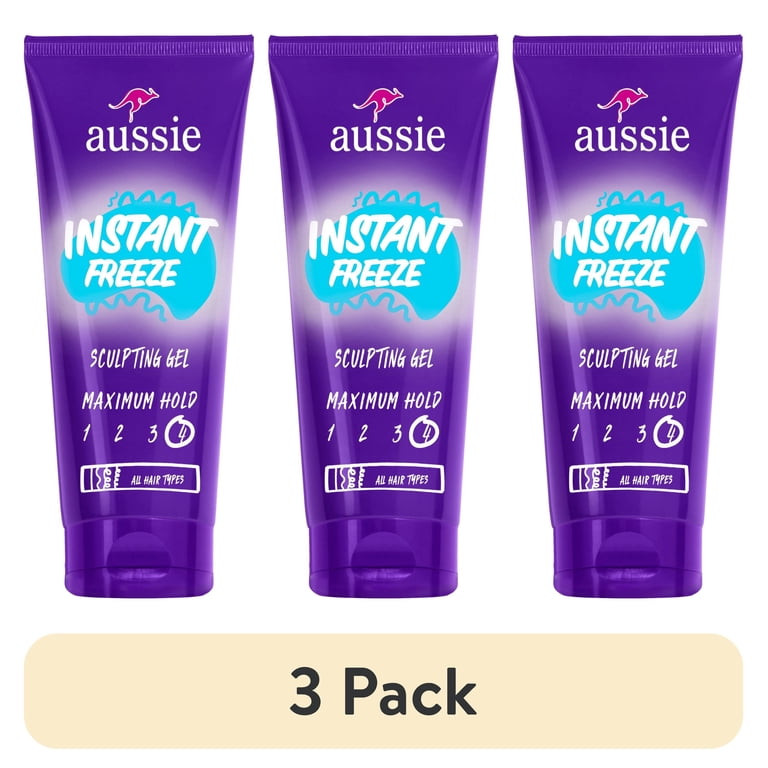 3 pack) Aussie Instant Freeze Sculpting Hair Gel for Curly Hair