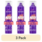 3 pack Aussie Mega Flexible Hair Spray for Curly Hair, Straight Hair, and Wavy Hair, 10 oz
