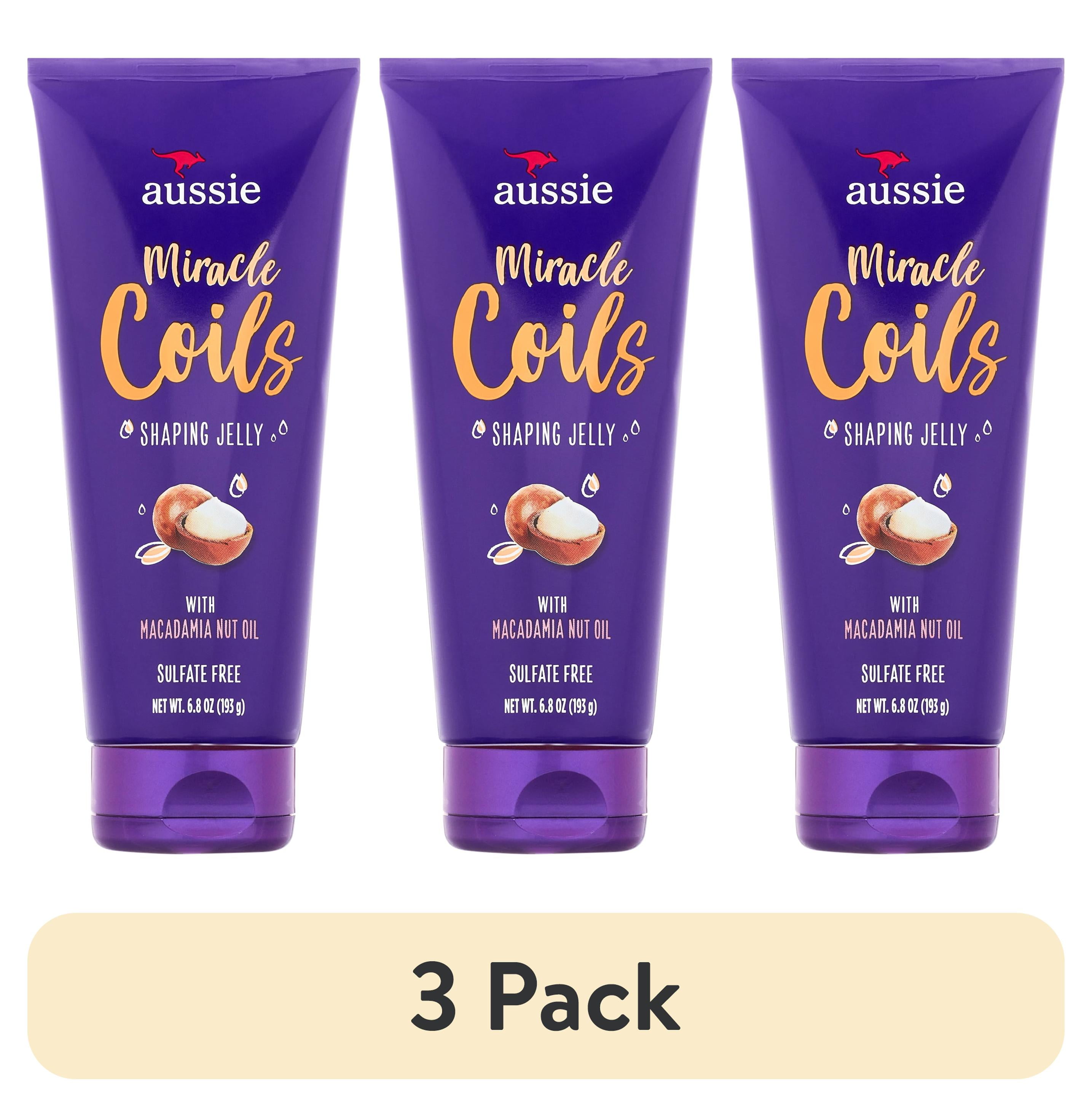 3 pack) Aussie Miracle Coils Sulfate-Free Shaping Jelly with Cocoa