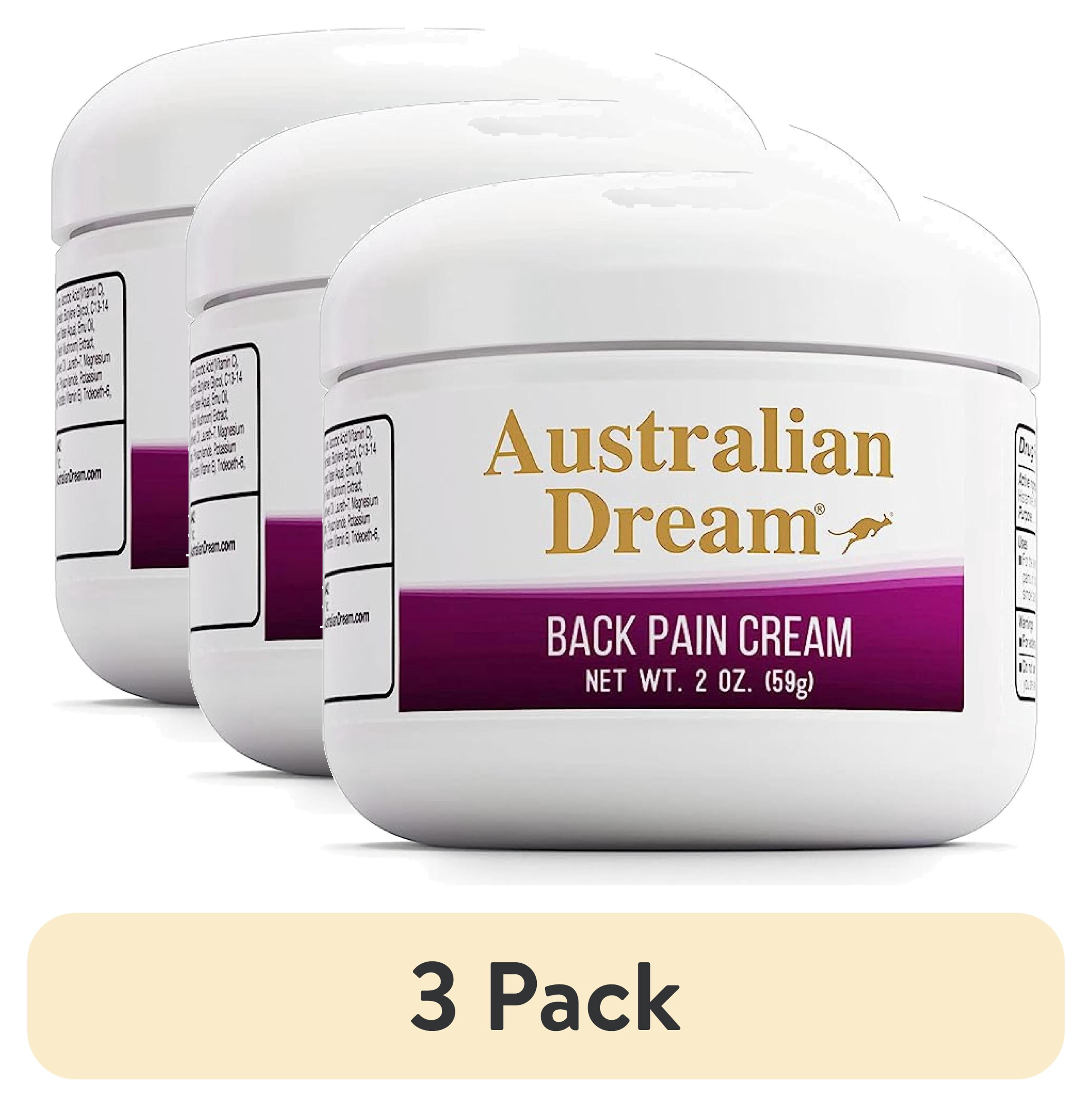 (3 pack) Australian Dream Back Pain Cream - Soothing, Non-Greasy Muscle Pain Relief Cream - Good for Neck, Back, Body, or Muscle Aches - 2 oz Jar