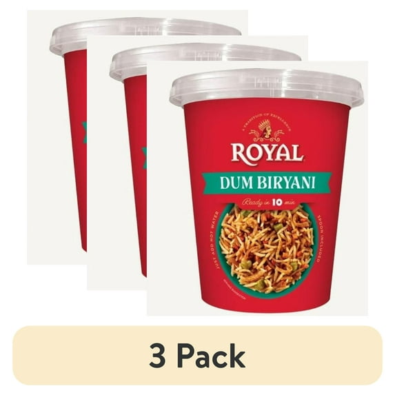 (3 pack) Authentic Royal Basmati Rice Dum Biryani in Shelf-Stable Microwaveable Rice Meal Cup, 3 oz