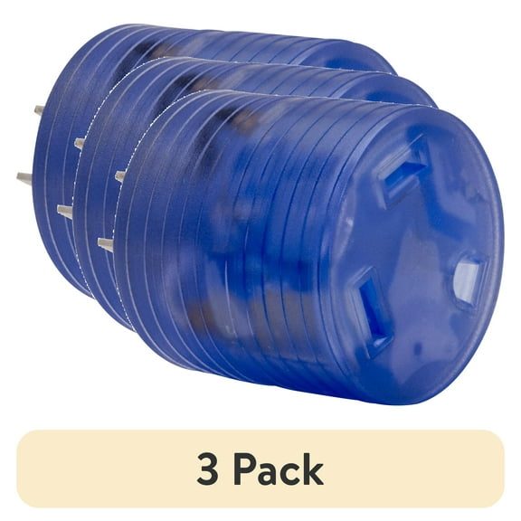 (3 pack) Auto Drive 15 to 30-Amp Universal RV Power Adapter with Light, Clear Blue, PVC and Copper