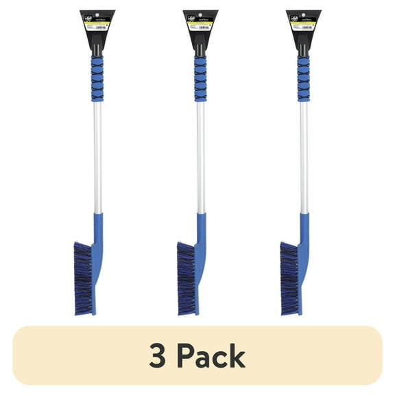(3 pack) Auto Drive 35-Inch Snow Brush and Ice Scraper, Blue, Aluminum Handle