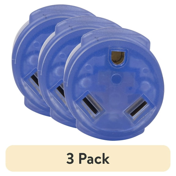 (3 pack) Auto Drive 50 to 30-Amp Universal RV Power Adapter with Light, Clear Blue, Durable PVC Material
