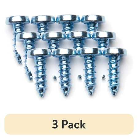 (3 pack) Auto Drive 8-Piece Metal License Plate Fasteners Silver, 93323W