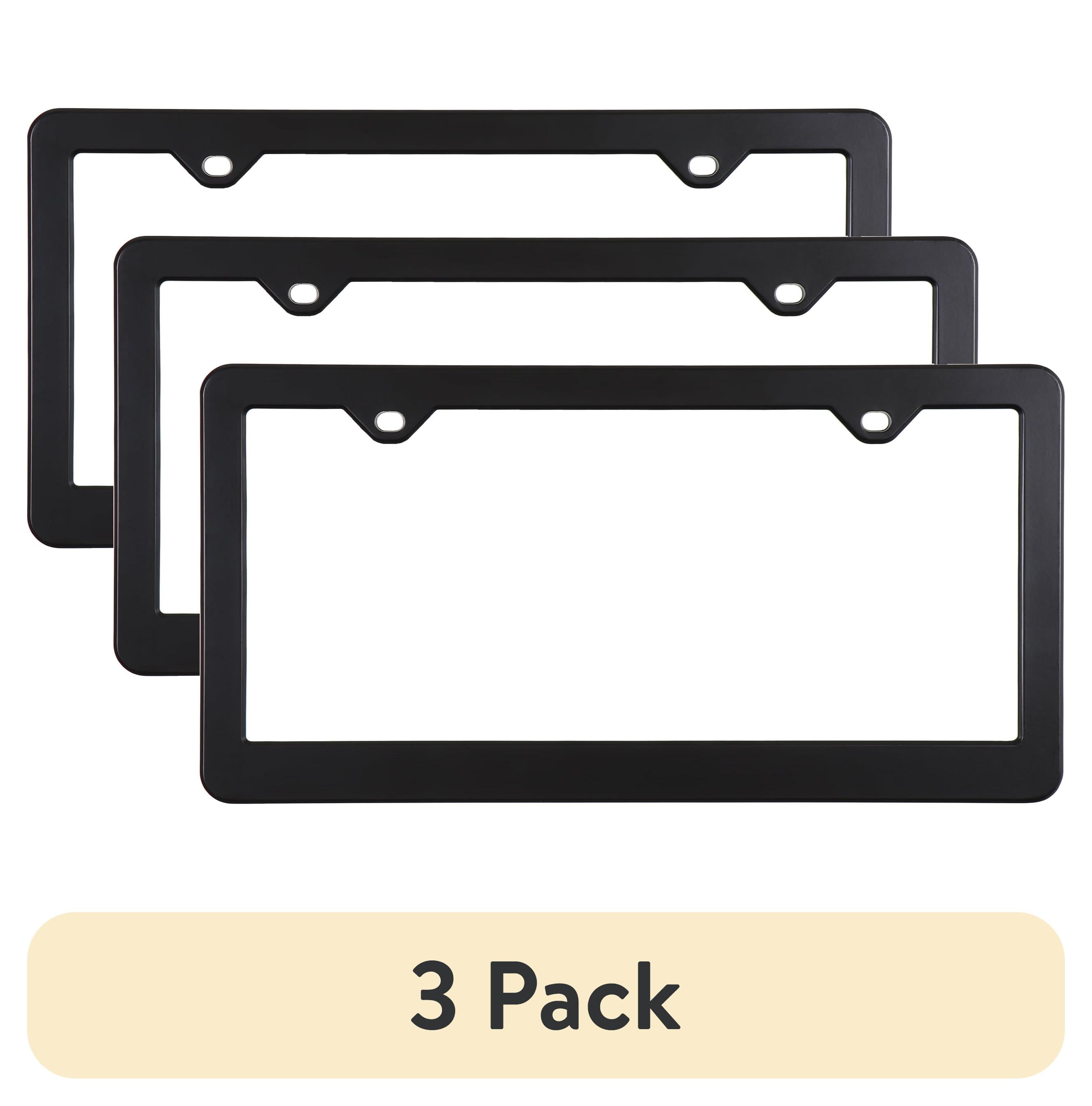 (3 pack) Auto Drive Black Metal Automotive Dealer License Plate Frame, 90140W