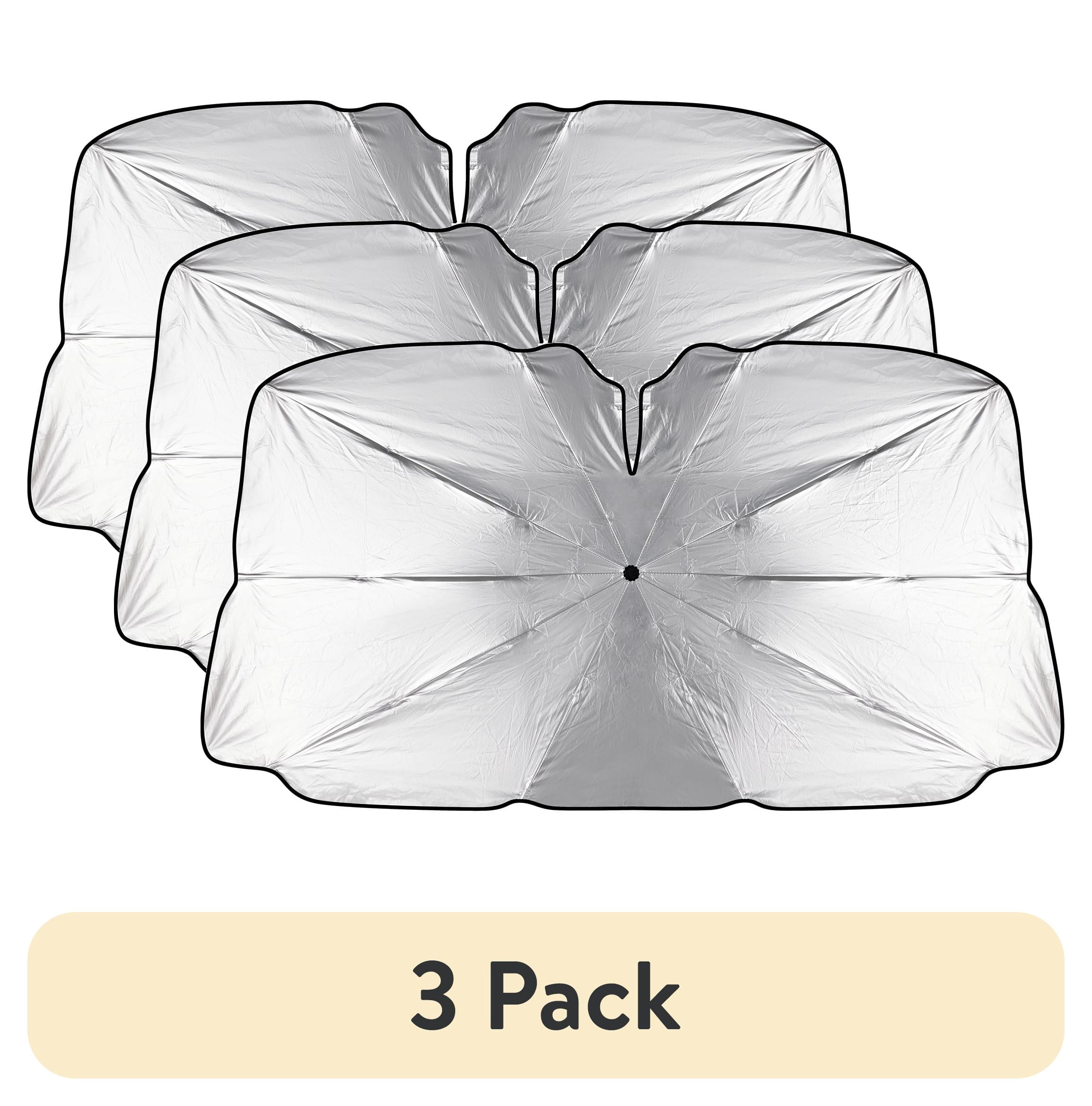 (3 pack) Auto Drive Car Umbrella Shade, Universal Fit, Easy to Install, Silver, 57" x 31"