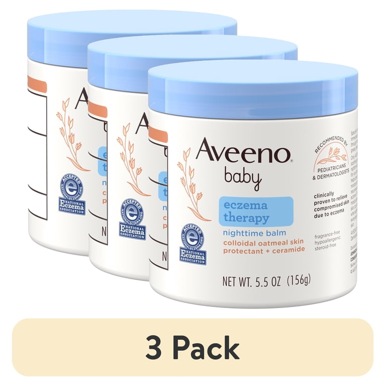 3 pack) Aveeno Baby Eczema Therapy Nighttime Body Balm, Colloidal 