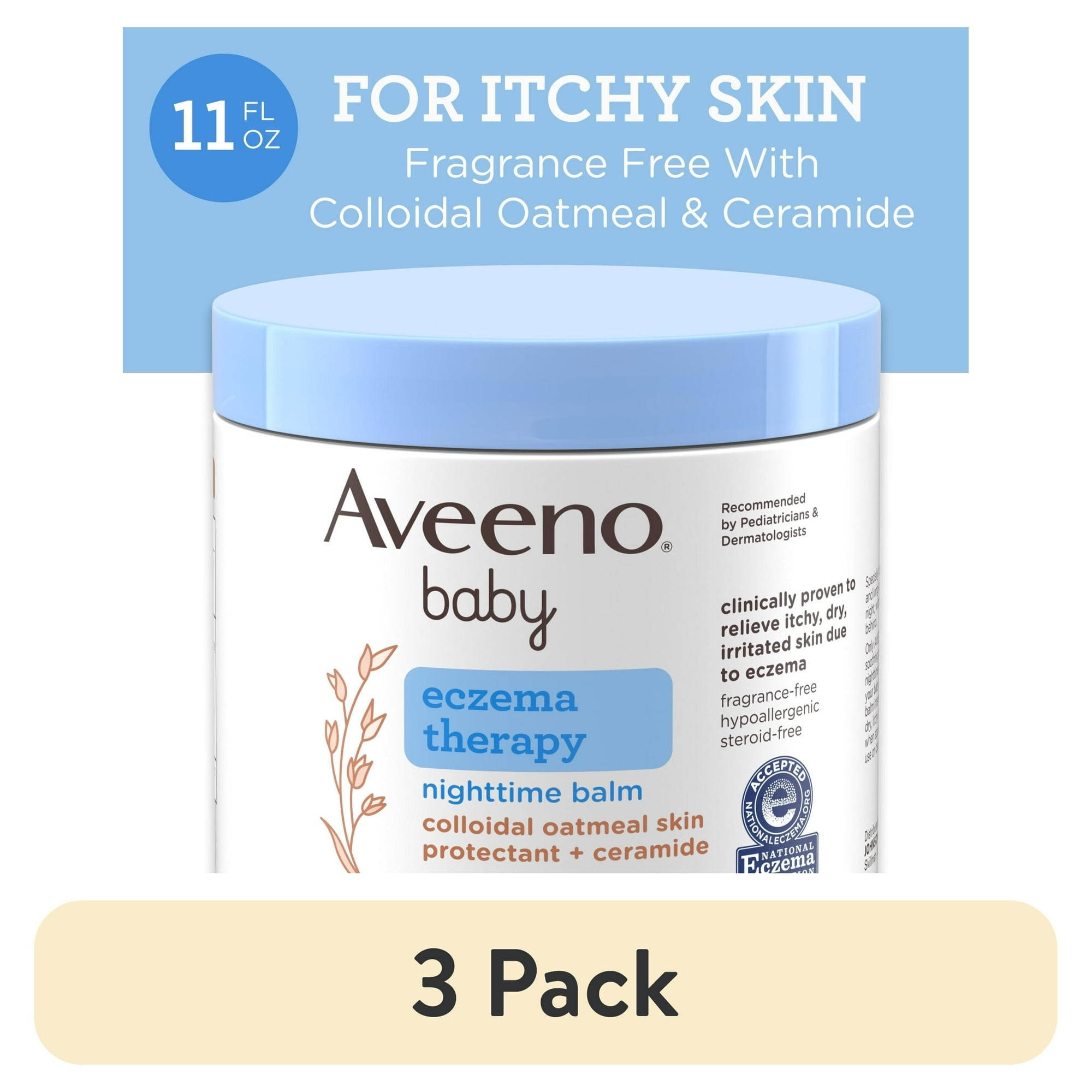 (3 pack) Aveeno Baby Eczema Therapy Nighttime Body Balm, 11 oz