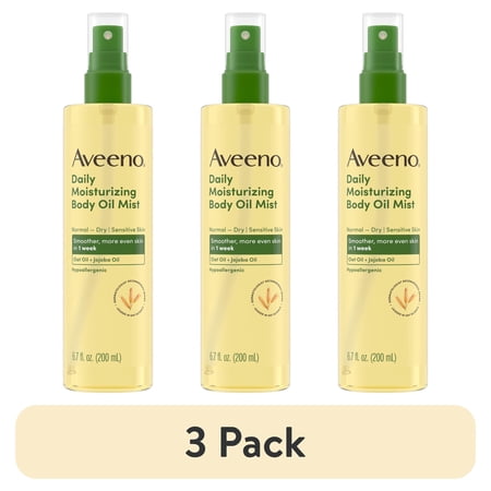 (3 pack) Aveeno Daily Moisturizing Body Oil Mist with Oat and Jojoba Oil, 6.7 Fl oz
