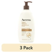 (3 pack) Aveeno Tone + Texture Renewing Hand and Body Lotion for Sensitive Skin, Fragrance Free, 18 oz