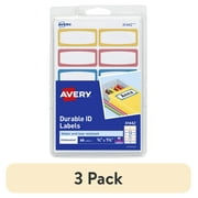 (3 pack) Avery Durable ID Labels, 3/4" x 1-3/4", Film, Permanent, Neon Border, 60 Labels