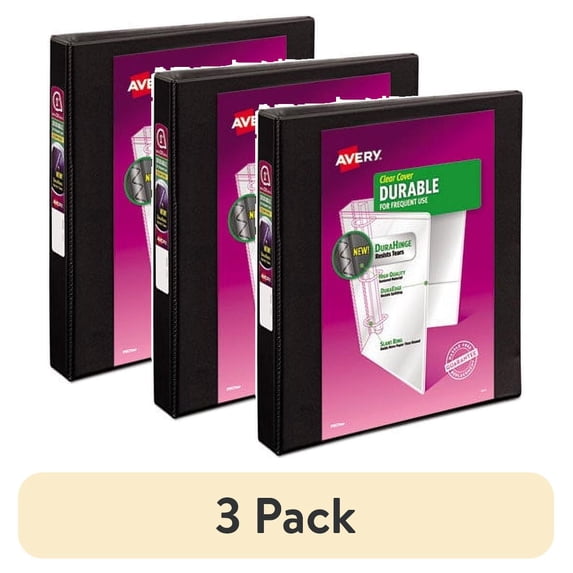 (3 pack) Avery Durable Reference Vinyl EZ-Turn Ring View Binder, 1" Capacity