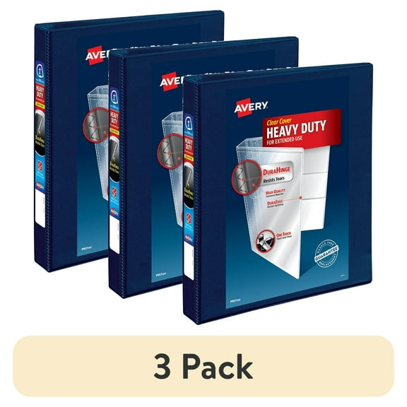 (3 pack) Avery Heavy Duty View Binder, 1", Blue, Slant Ring, One-Touch, 250 Sheet Capacity, 1 Binder