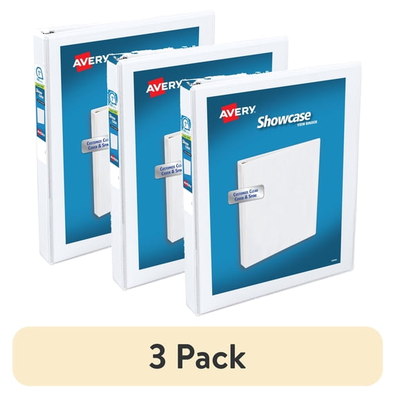 (3 pack) Avery Showcase Standard View Binder, 1" Slant Rings, White (19601)