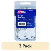 (3 pack) Avery Split Ring Key Tags, 1-1/4" Round, Metal, Paper, White, Handwrite, 25 Tags