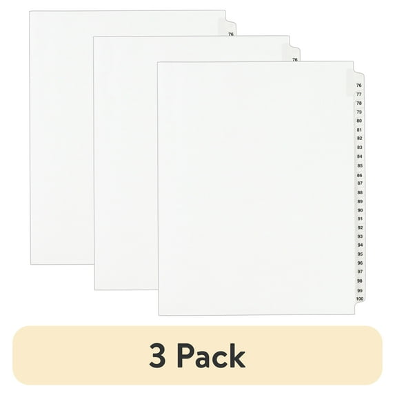 (3 pack) Avery Standard Collated Legal Dividers Avery Style, Letter Size, 76-100 Tab Set (1333)