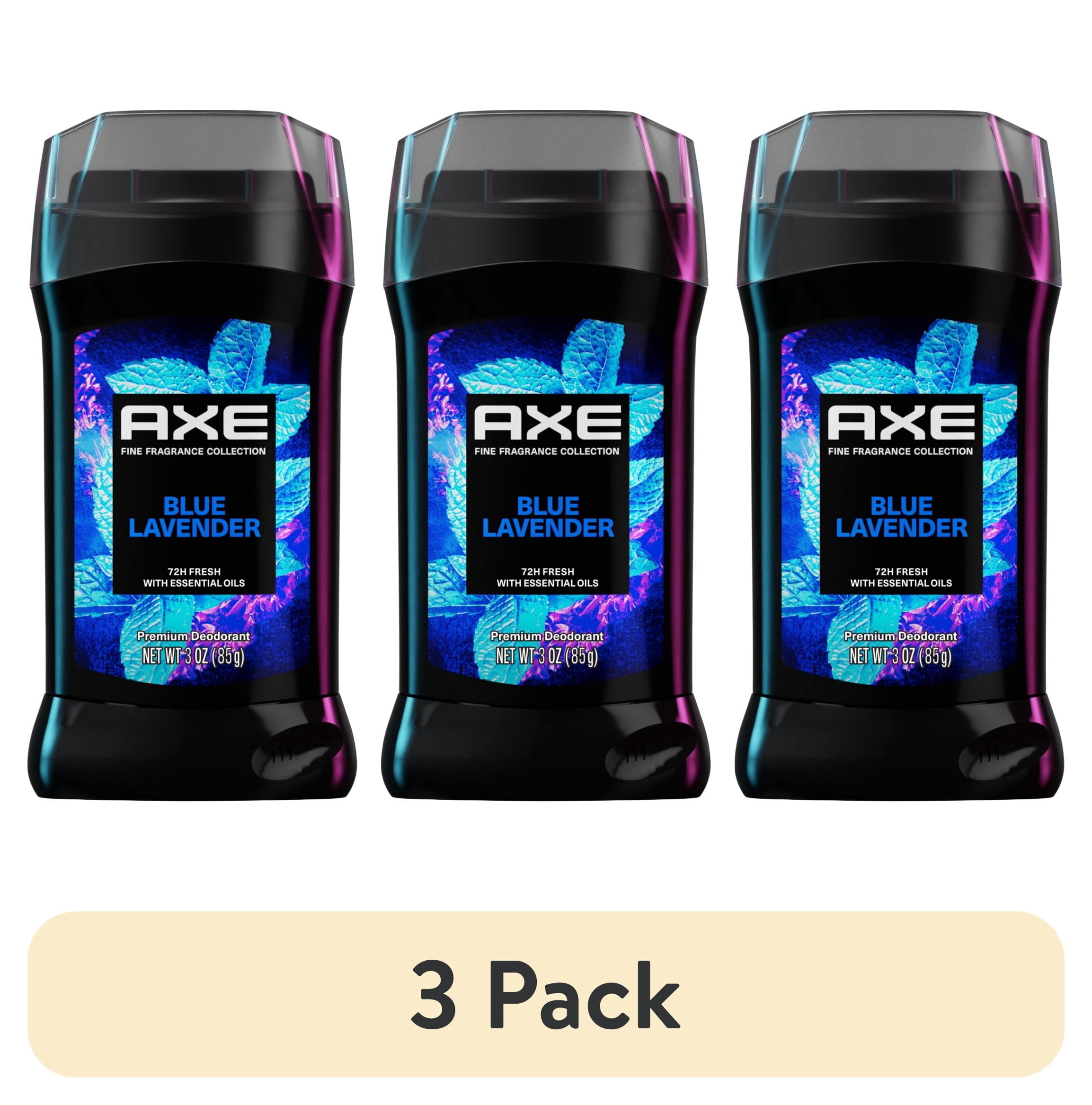 (3 pack) AXE Fine Fragrance Collection Deodorant Stick With 72H Freshness Blue Lavender With Mint + Amber Essential Oils Aluminum-Free, 3 oz