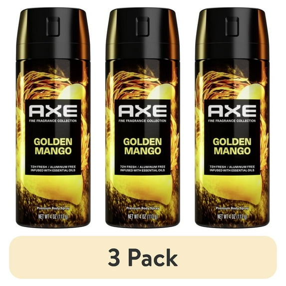 (3 pack) AXE Fine Fragrance Collection Premium Deodorant Body Spray For Men Golden Mango, 4 oz