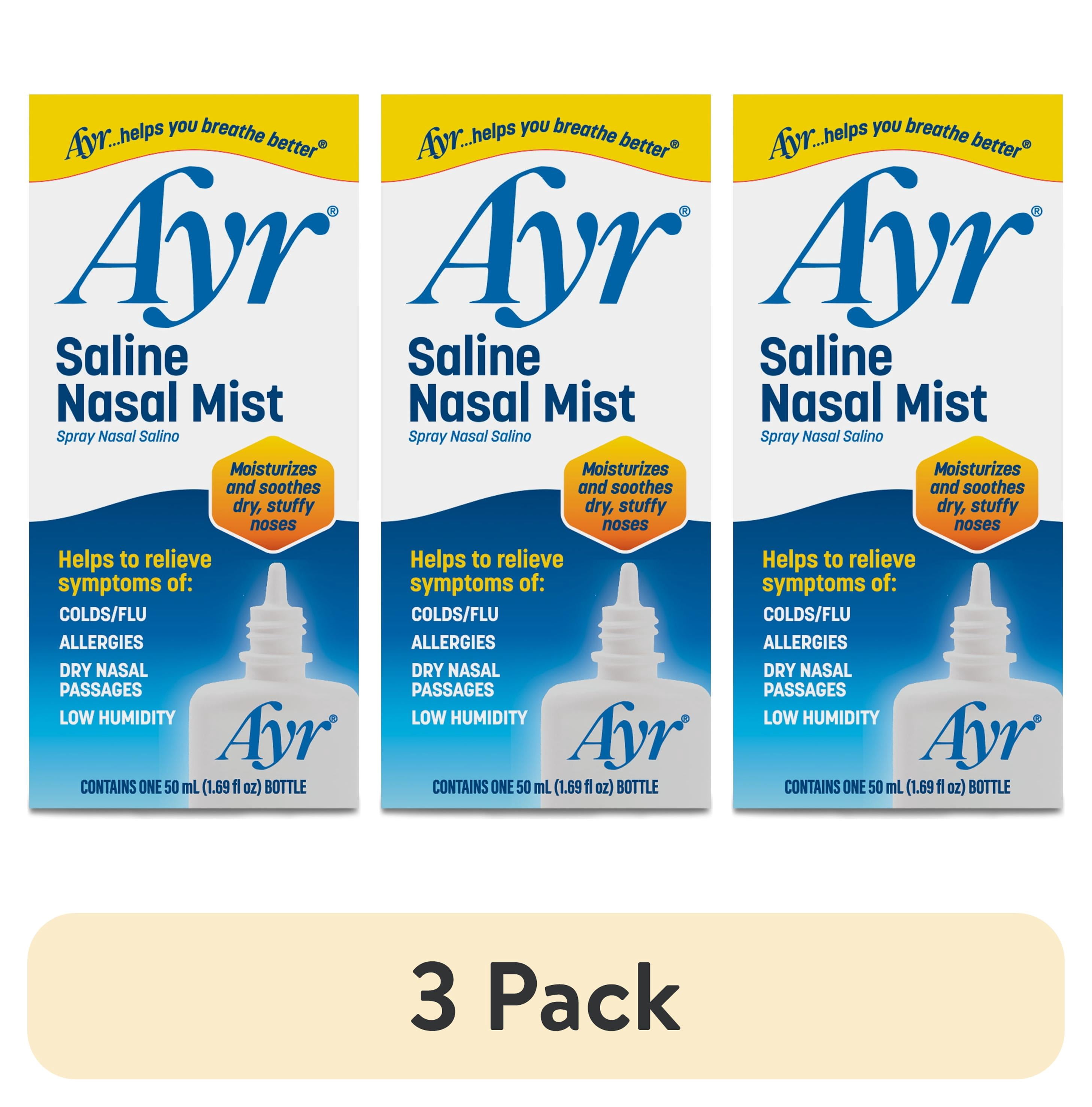 (3 pack) Ayr Saline Nasal Mist, for Daily Saline Nasal Care, 50mL
