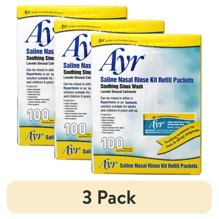 (3 pack) Ayr Sinus Rinse Kit Refill Packets - 100 Count