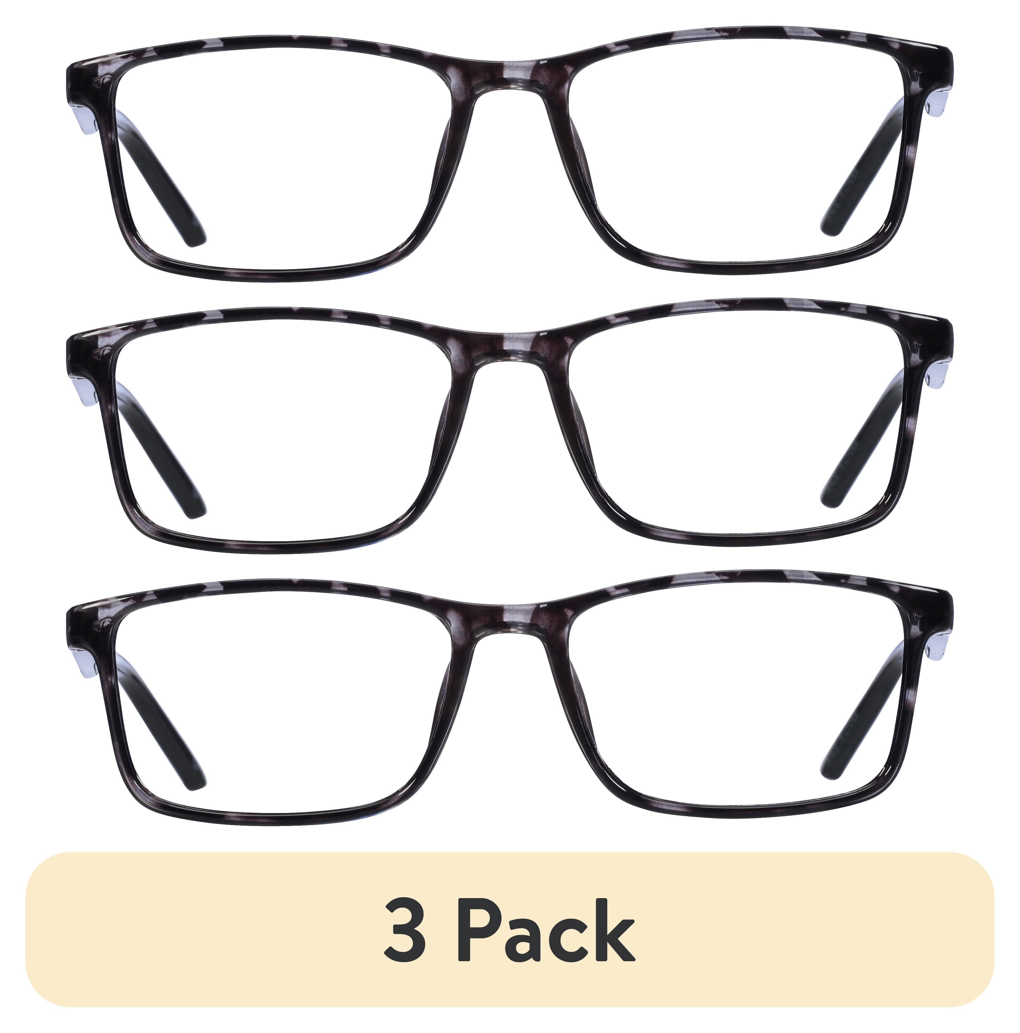(3 pack) B.E Bio Eyes Mens Rectangular Reading Glasses Made from Recycled Plastic Taro +2.50 in Grey