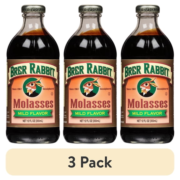 (3 pack) Brer Rabbit Unsulphured Molasses, Mild Flavor, 12 Ounce