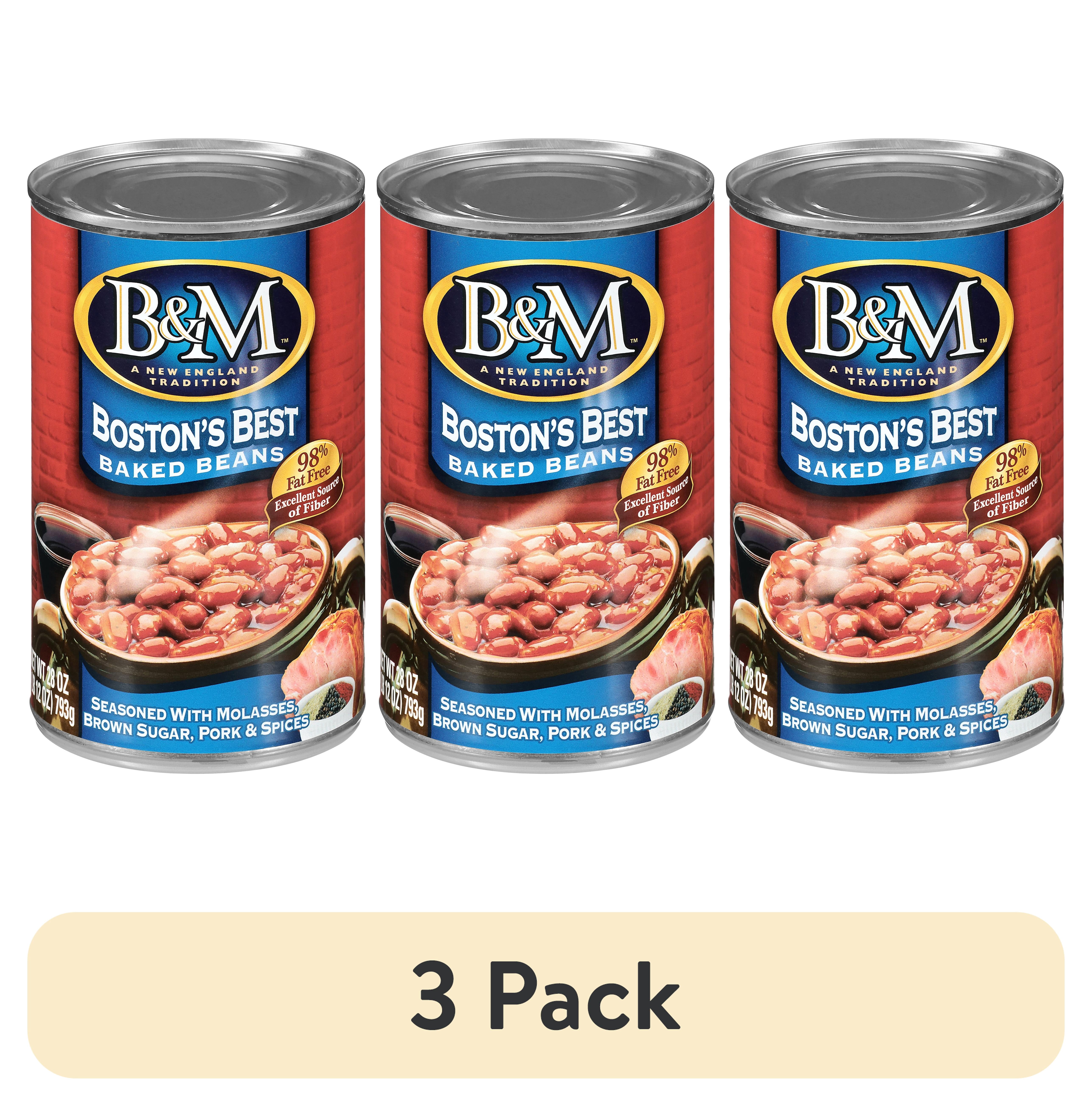 (3 pack) B&M Boston's Best Baked Beans, Shelf-Stable, 28 oz Can