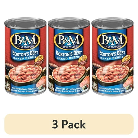 (3 pack) B&M Boston's Best Baked Beans, Shelf-Stable, 28 oz Can